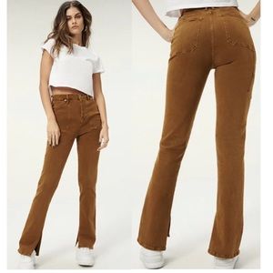 NWT Good American Good Boy Split Hem Curvy Jean Size 4 Small Bronze Brown